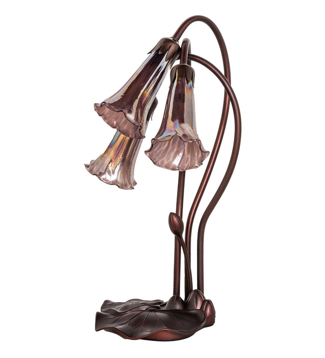 Meyda Tiffany - 250826 - Three Light Accent Lamp - Purple Iridescent Pond Lily - Mahogany Bronze