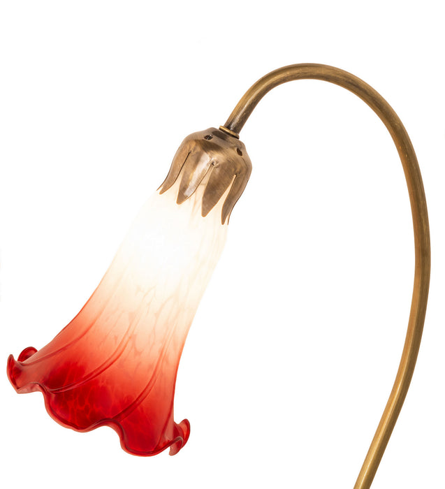 Meyda Tiffany - 251563 - One Light Accent Lamp - Red/White Pond Lily - Mahogany Bronze