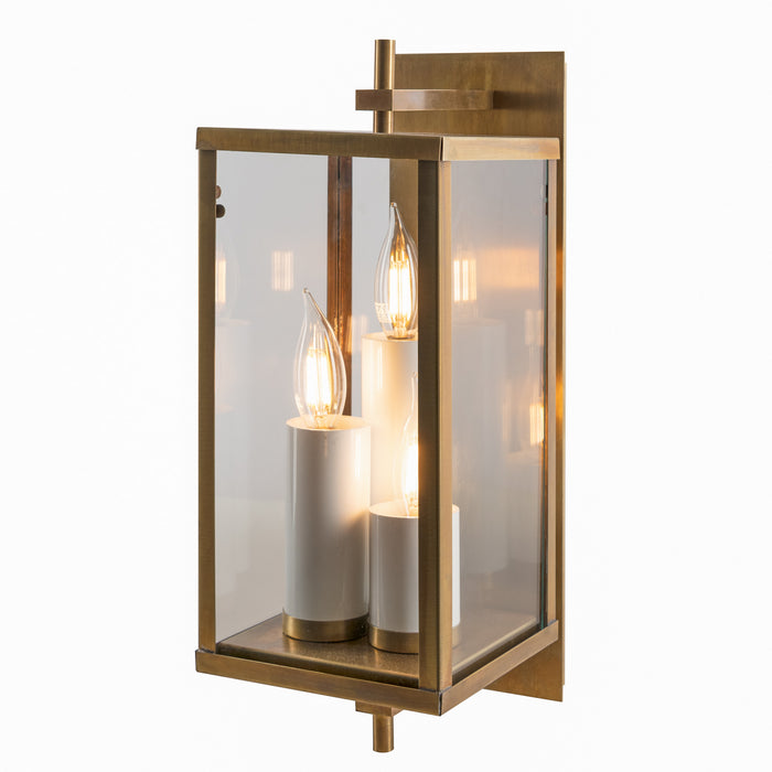 Norwell Lighting - 1150-AG-CL - Three Light Outdoor Wall Mount - Back Bay - Aged Brass