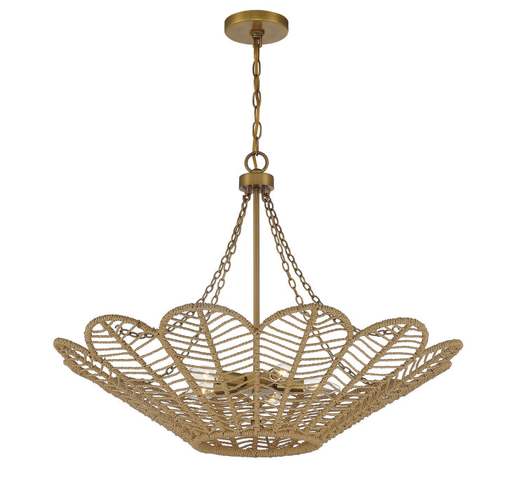 Savoy House - 7-1825-5-320 - Five Light Pendant - Cyperas - Warm Brass and Rope