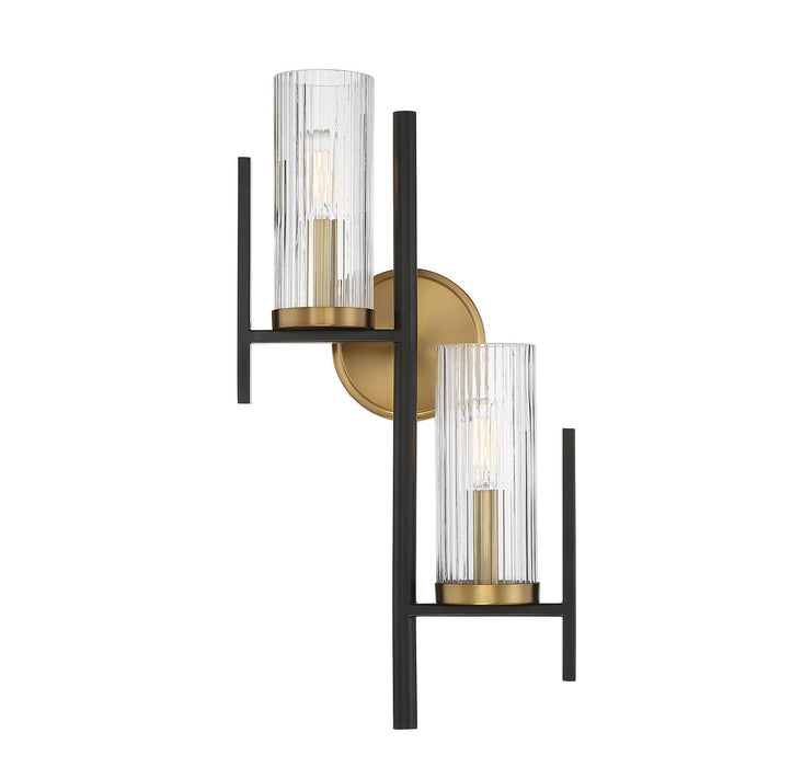 Savoy House - 9-1905-2-143 - Two Light Wall Sconce - Midland - Matte Black with Warm Brass