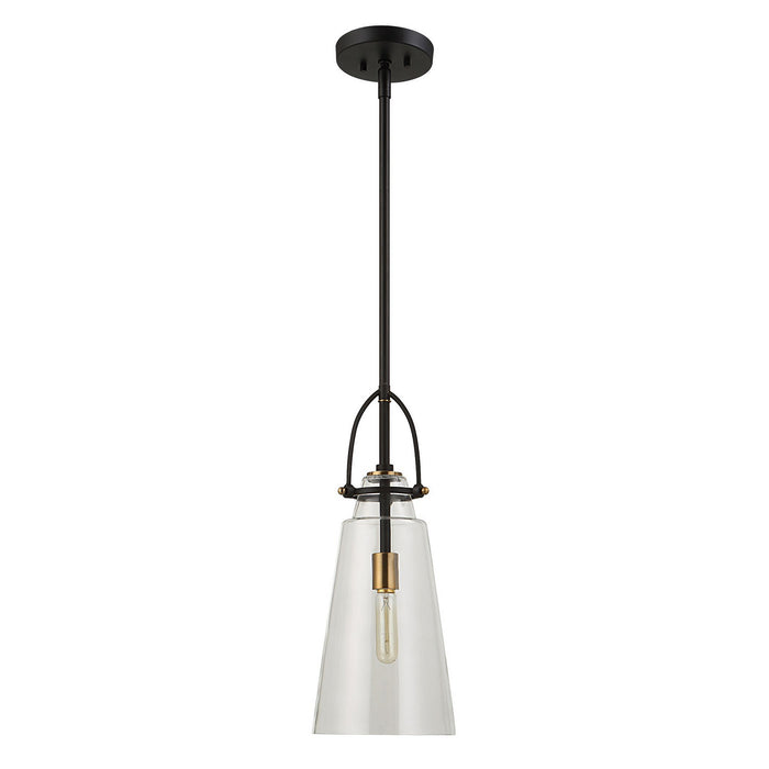 Uttermost - 21562 - One Light Pendant - Saugus - Black With Antique Brass