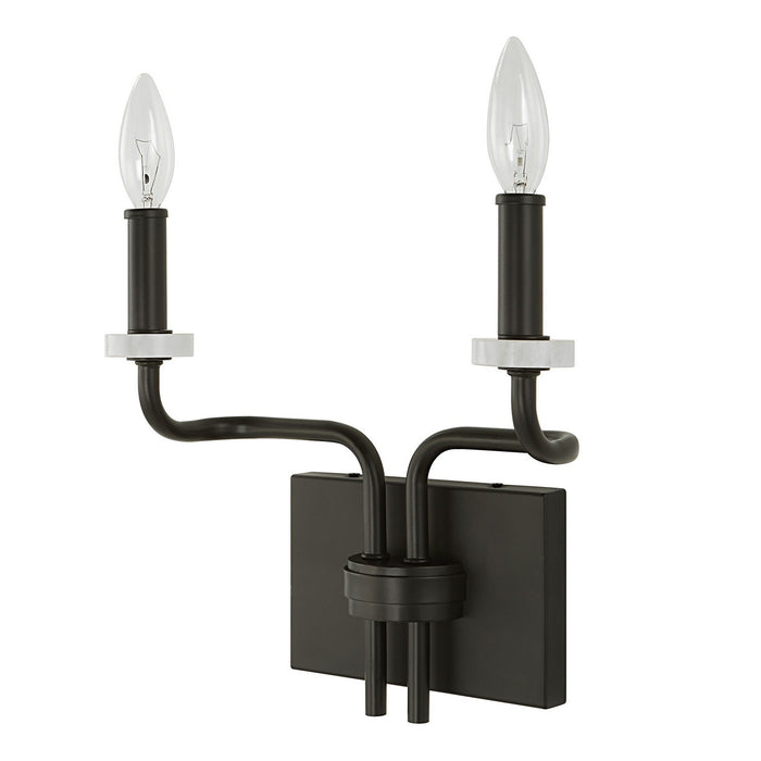 Uttermost - 22551 - Two Light Wall Sconce - Ebony Elegance - Matte Black With White Marble