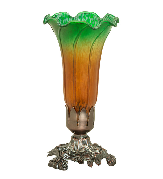 Meyda Tiffany - 10214 - One Light Mini Lamp - Amber/Green Pond Lily - Mahogany Bronze