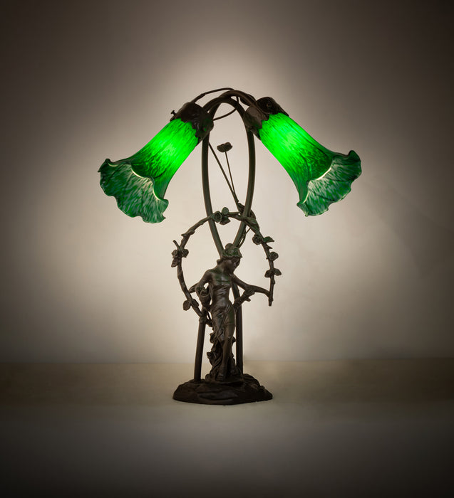 Meyda Tiffany - 109514 - Two Light Table Lamp - Green Pond Lily - Mahogany Bronze