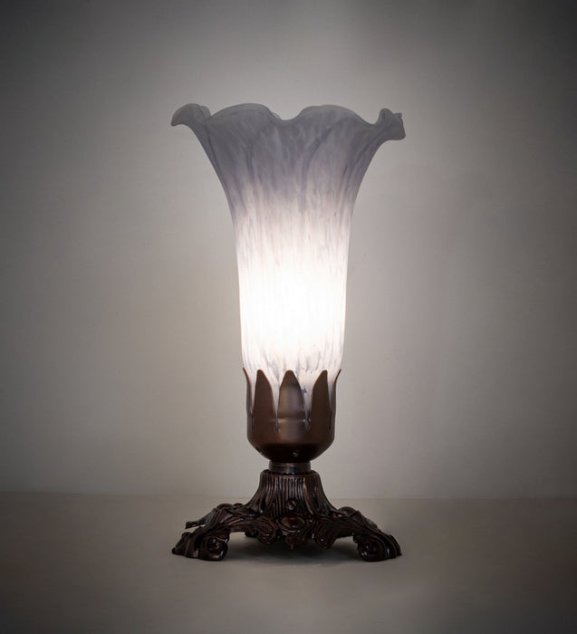 Meyda Tiffany - 141548 - One Light Mini Lamp - Grey And White Pond Lily - Mahogany Bronze