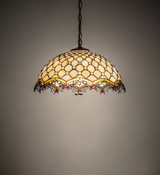 Meyda Tiffany - 151323 - Three Light Pendant - Diamond & Jewel - Mahogany Bronze