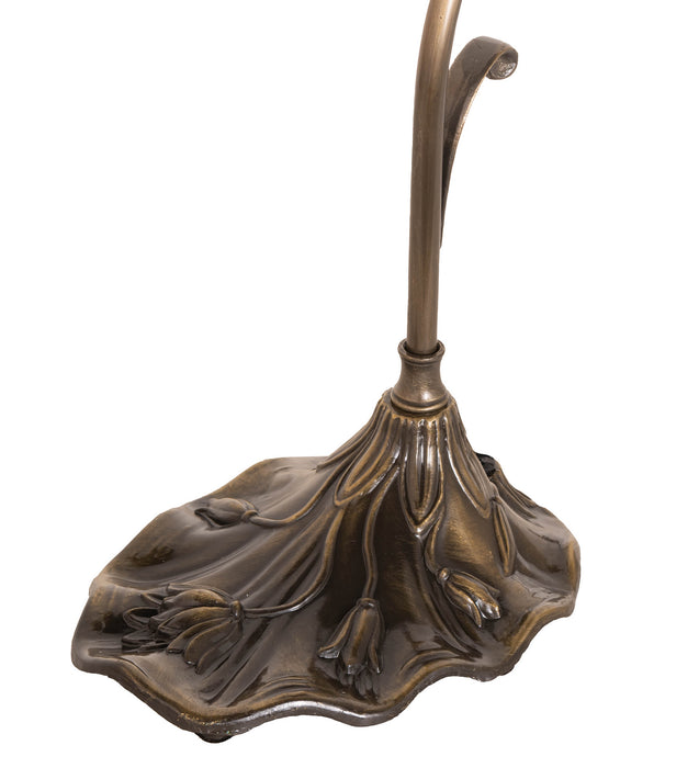 Meyda Tiffany - 17014 - One Light Mini Lamp - Amber/Green Pond Lily - Antique Brass