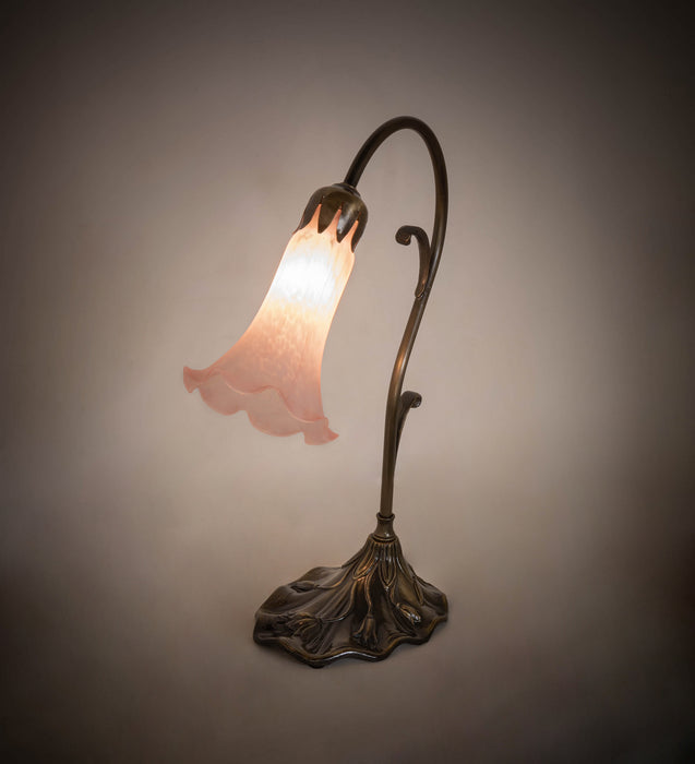 Meyda Tiffany - 17022 - One Light Mini Lamp - Pink Pond Lily - Antique Brass