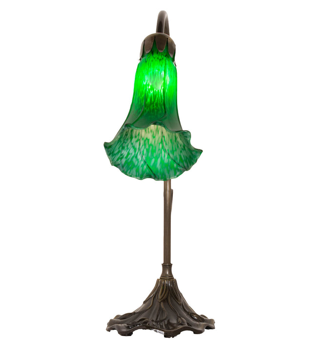 Meyda Tiffany - 17043 - One Light Mini Lamp - Green Pond Lily - Antique Brass