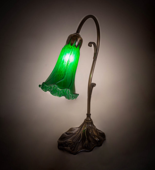 Meyda Tiffany - 17043 - One Light Mini Lamp - Green Pond Lily - Antique Brass
