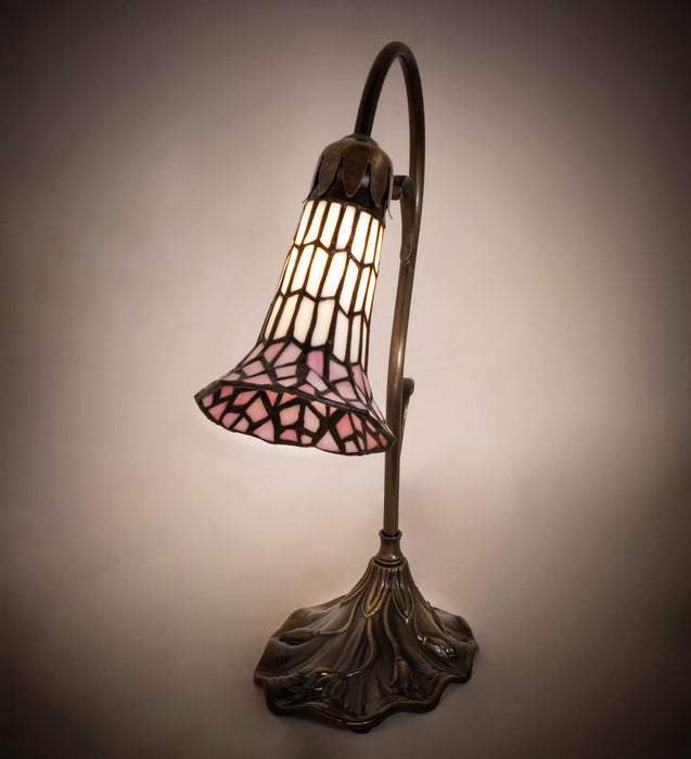 Meyda Tiffany - 21810 - One Light Mini Lamp - Stained Glass Pond Lily - Antique Brass