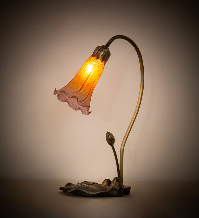 Meyda Tiffany - 251564 - One Light Accent Lamp - Amber/Purple Pond Lily - Mahogany Bronze