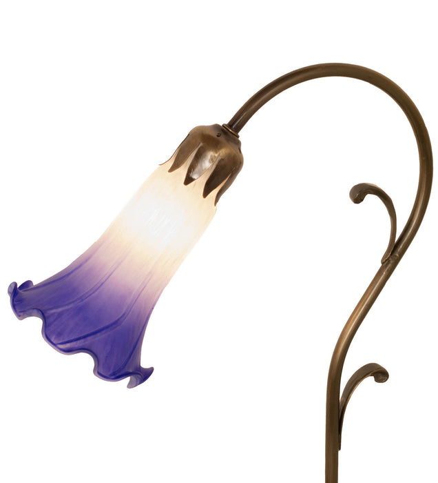 Meyda Tiffany - 251854 - Mini Lamp - Blue/White Pond Lily - Antique Brass