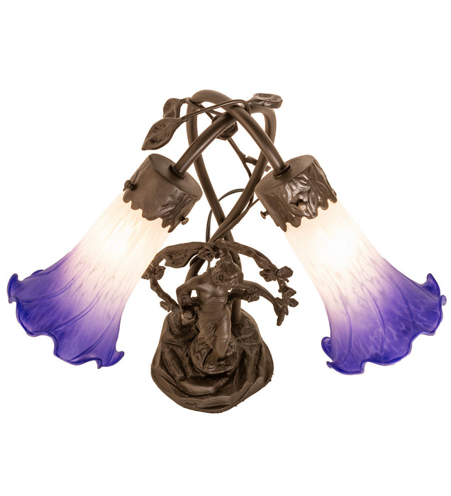 Meyda Tiffany - 251856 - Two Light Table Lamp - Blue/White Pond Lily - Mahogany Bronze