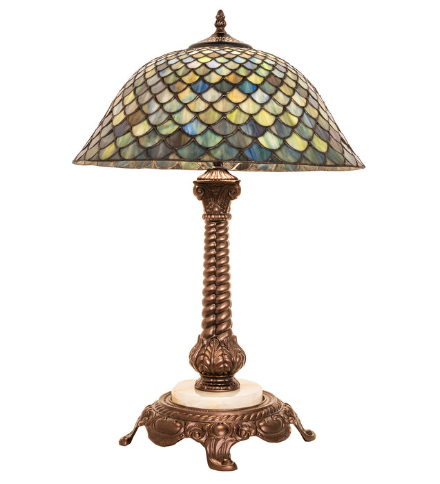 Meyda Tiffany - 251959 - One Light Table Lamp - Tiffany Fishscale - Mahogany Bronze