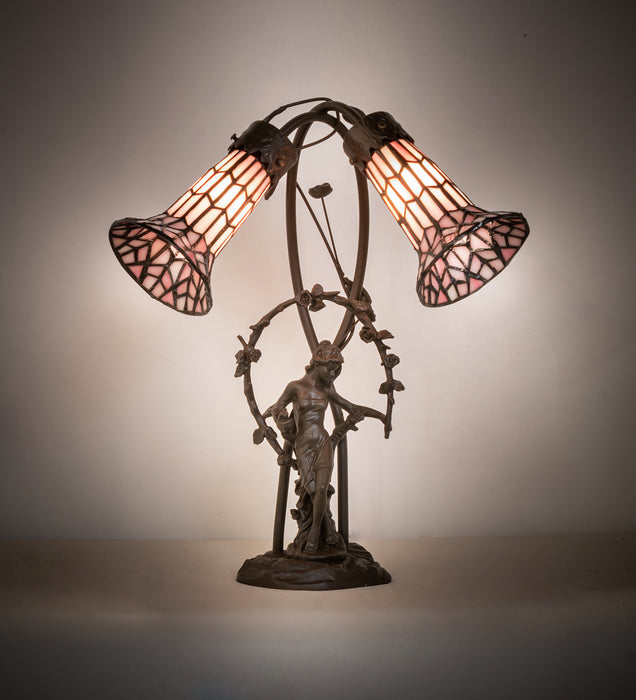 Meyda Tiffany - 134637 - Two Light Table Lamp - Stained Glass Pond Lily - Mahogany Bronze
