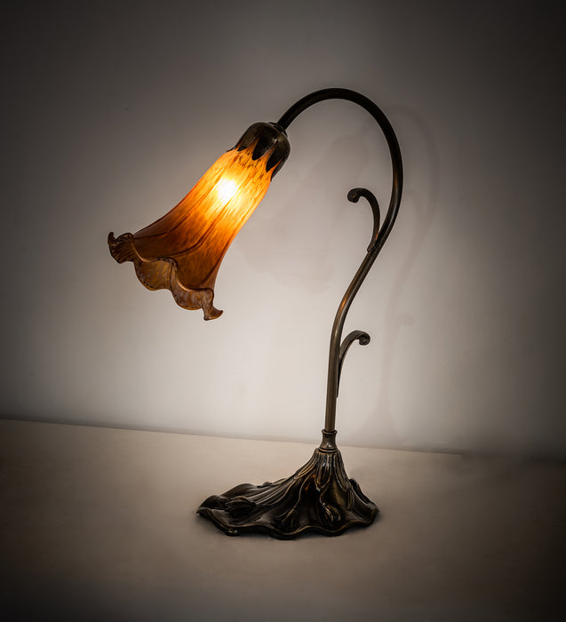Meyda Tiffany - 17031 - One Light Mini Lamp - Amber Pond Lily - Antique Brass