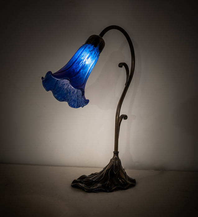 Meyda Tiffany - 17056 - One Light Mini Lamp - Blue Pond Lily - Antique Brass
