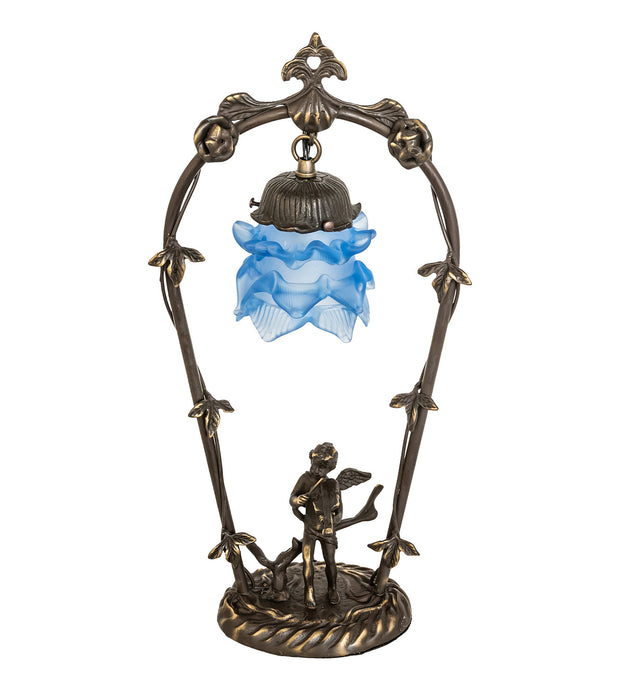 Meyda Tiffany - 17428 - One Light Mini Lamp - Blue Cherub - Antique,Antique Brass