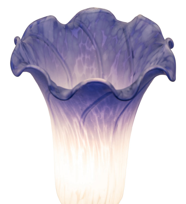 Meyda Tiffany - 225850 - One Light Mini Lamp - Blue/White Pond Lily - Antique Brass