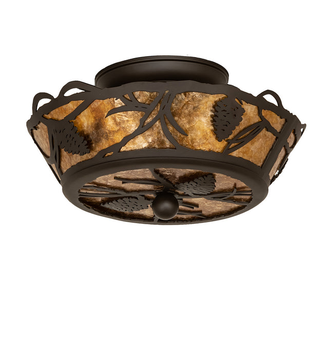 Meyda Tiffany - 251163 - Three Light Flushmount - Whispering Pines - Oil Rubbed Bronze