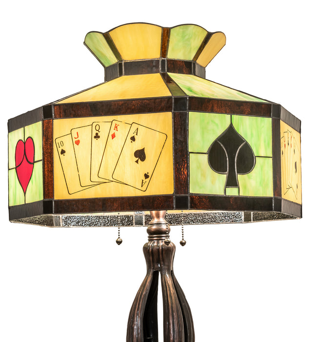 Meyda Tiffany - 252404 - Three Light Table Lamp - Poker Face - Mahogany Bronze