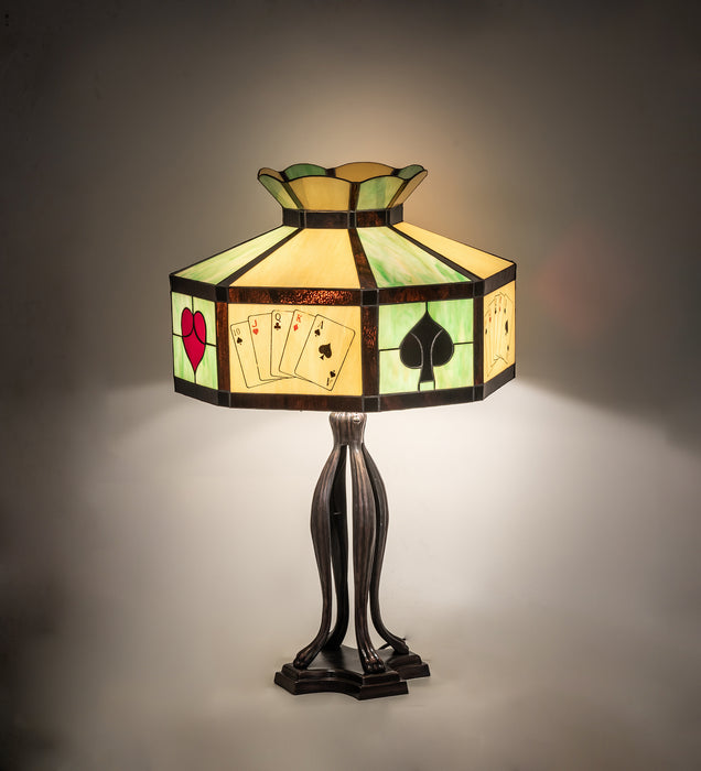 Meyda Tiffany - 252404 - Three Light Table Lamp - Poker Face - Mahogany Bronze