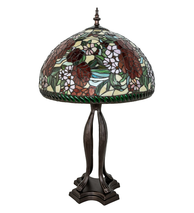 Meyda Tiffany - 252596 - Three Light Table Lamp - Romance Rose - Mahogany Bronze