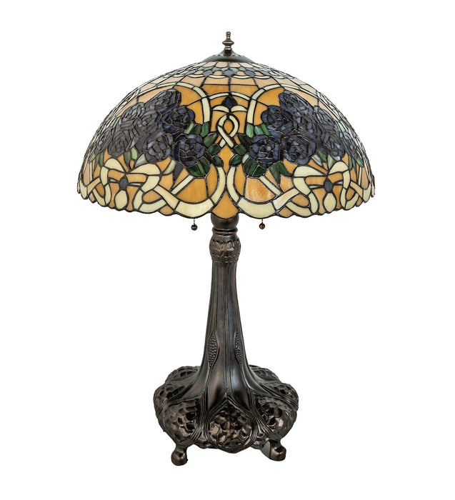 Meyda Tiffany - 252640 - Three Light Table Lamp - Rose Bouquet - Mahogany Bronze