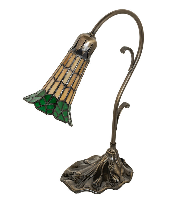 Meyda Tiffany - 27084 - One Light Mini Lamp - Stained Glass Pond Lily - Antique Brass