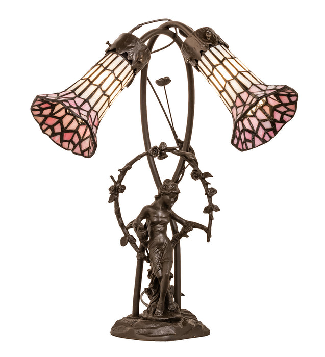 Meyda Tiffany - 71641 - Two Light Table Lamp - Stained Glass Pond Lily - Mahogany Bronze