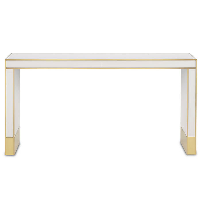 Currey and Company - 3000-0209 - Console Table - Ivory/Satin Brass