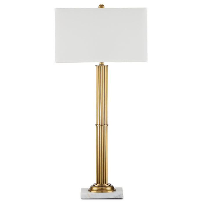 Currey and Company - 6000-0808 - One Light Table Lamp - Antique Brass/White Marble