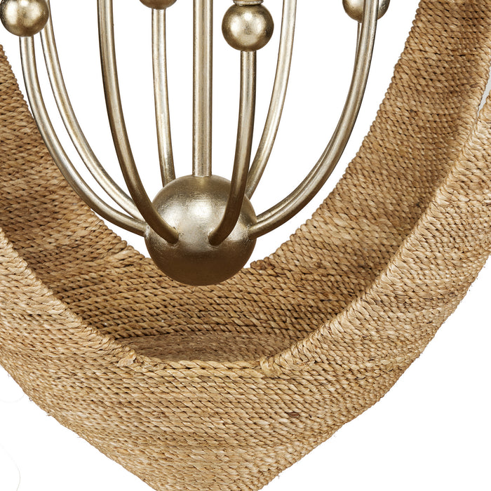 Currey and Company - 9000-0836 - Eight Light Chandelier - Contemporary Silver Leaf/Smokewood/Natural Rope