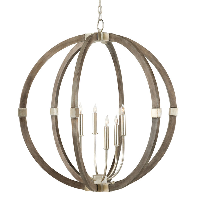 Currey and Company - 9000-0941 - Six Light Chandelier - Chateau Gray/Contemporary Silver Leaf
