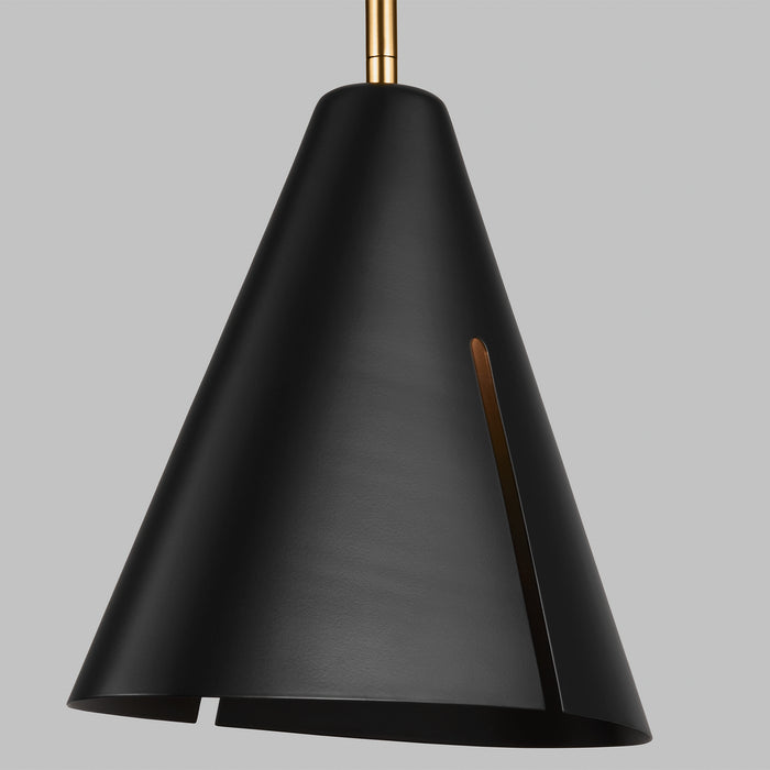 Visual Comfort Studio - KP1131MBKBBS-L1 - LED Pendant - Cambre - Midnight Black and Burnished Brass