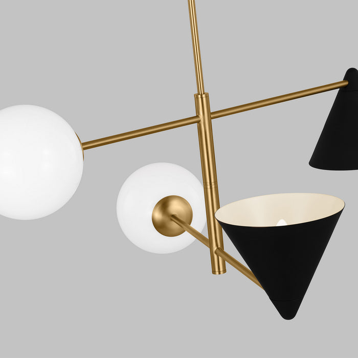 Visual Comfort Studio - AEC1104MBKBBS - Four Light Chandelier - Cosmo - Midnight Black and Burnished Brass