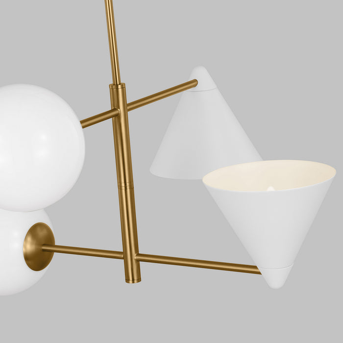 Visual Comfort Studio - AEC1114MWTBBS - Four Light Chandelier - Cosmo - Matte White and Burnished Brass
