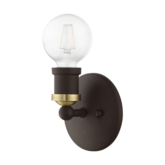 Livex Lighting - 14420-07 - One Light Vanity Sconce - Lansdale - Bronze with Antique Brass