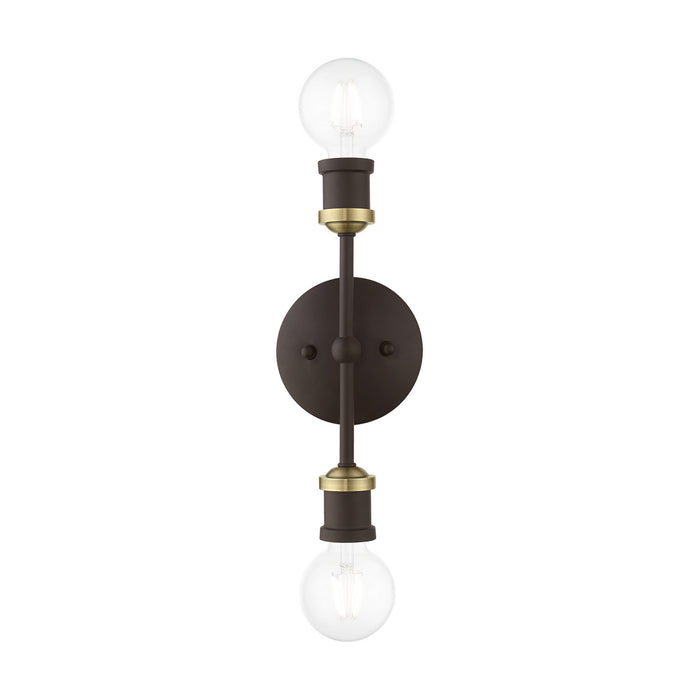Livex Lighting - 14422-07 - Two Light Vanity Sconce - Lansdale - Bronze with Antique Brass