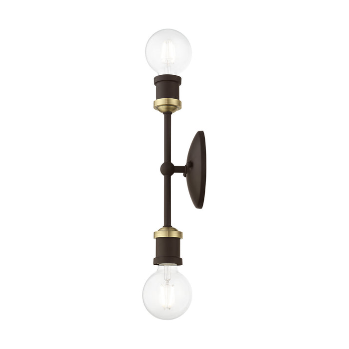 Livex Lighting - 14422-07 - Two Light Vanity Sconce - Lansdale - Bronze with Antique Brass
