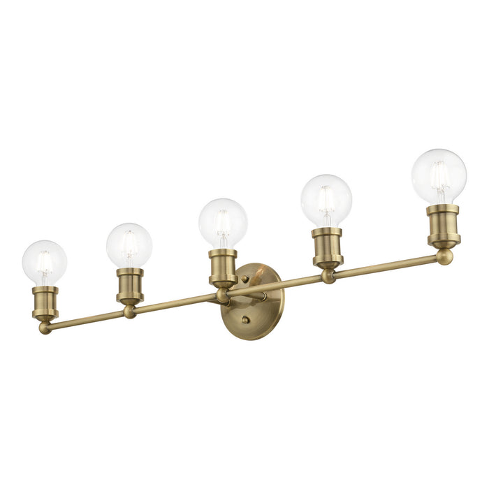 Livex Lighting - 14425-01 - Five Light Vanity Sconce - Lansdale - Antique Brass