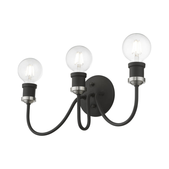 Livex Lighting - 16573-04 - Three Light Vanity Sconce - Lansdale - Black with Brushed Nickel