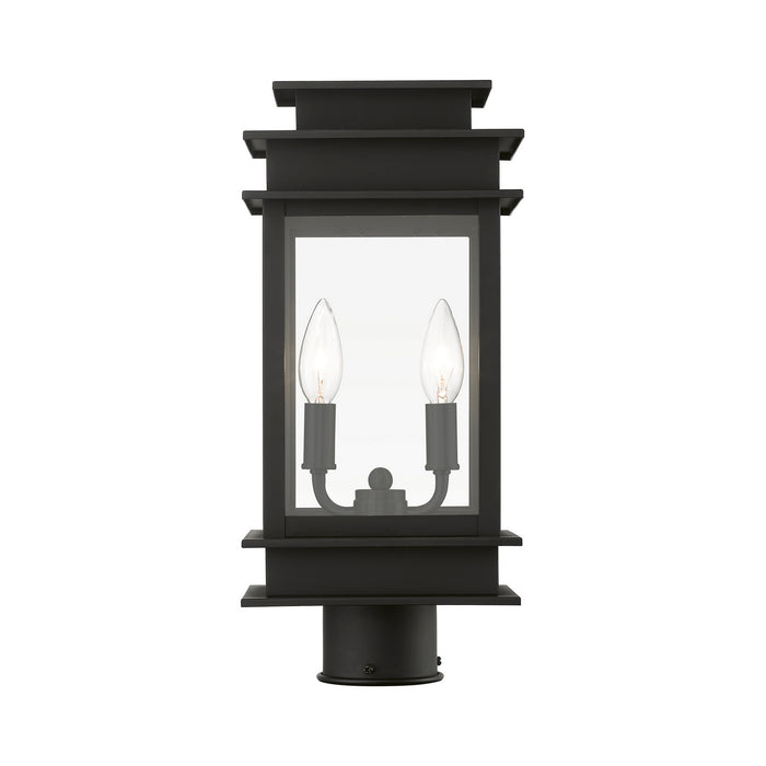 Livex Lighting - 2015-04 - Two Light Outdoor Post Top Lantern - Princeton - Black with Polished Chrome Stainless Steel Reflector