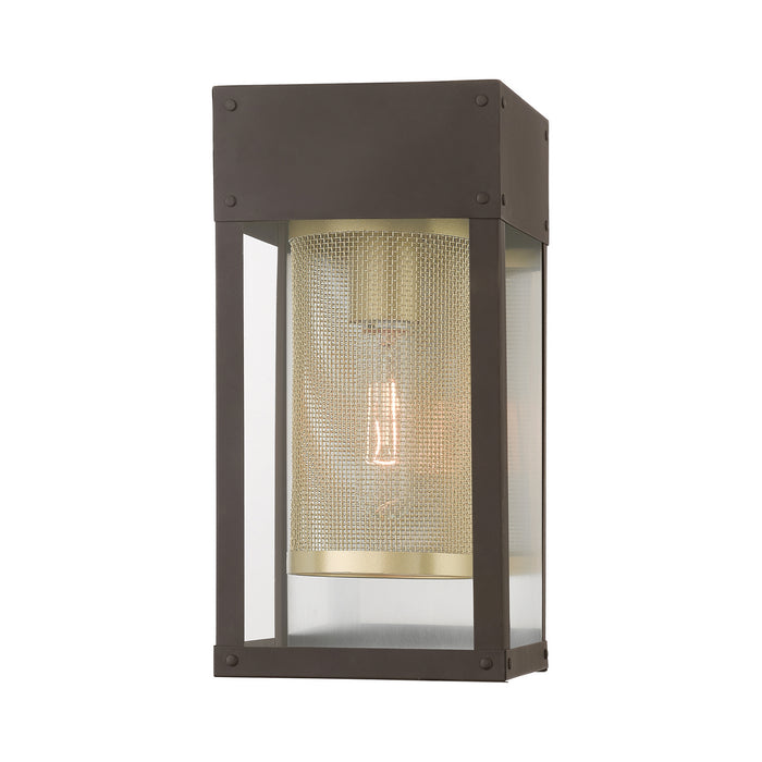 Livex Lighting - 20761-07 - One Light Outdoor Wall Lantern - Franklin - Bronze with Soft Gold Candle and Brushed Nickel Stainless Steel Reflector