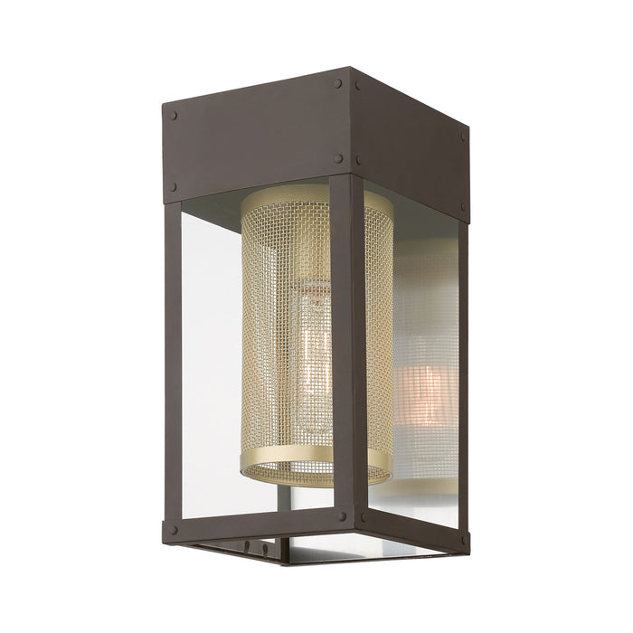 Livex Lighting - 20761-07 - One Light Outdoor Wall Lantern - Franklin - Bronze with Soft Gold Candle and Brushed Nickel Stainless Steel Reflector