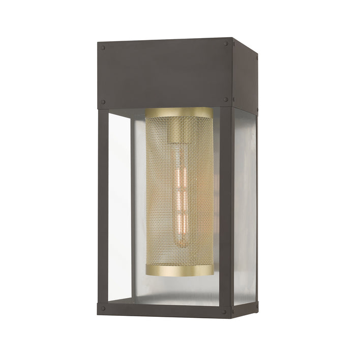 Livex Lighting - 20762-07 - One Light Outdoor Wall Lantern - Franklin - Bronze with Soft Gold Candle and Brushed Nickel Stainless Steel Reflector