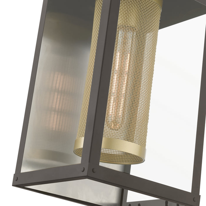 Livex Lighting - 20762-07 - One Light Outdoor Wall Lantern - Franklin - Bronze with Soft Gold Candle and Brushed Nickel Stainless Steel Reflector