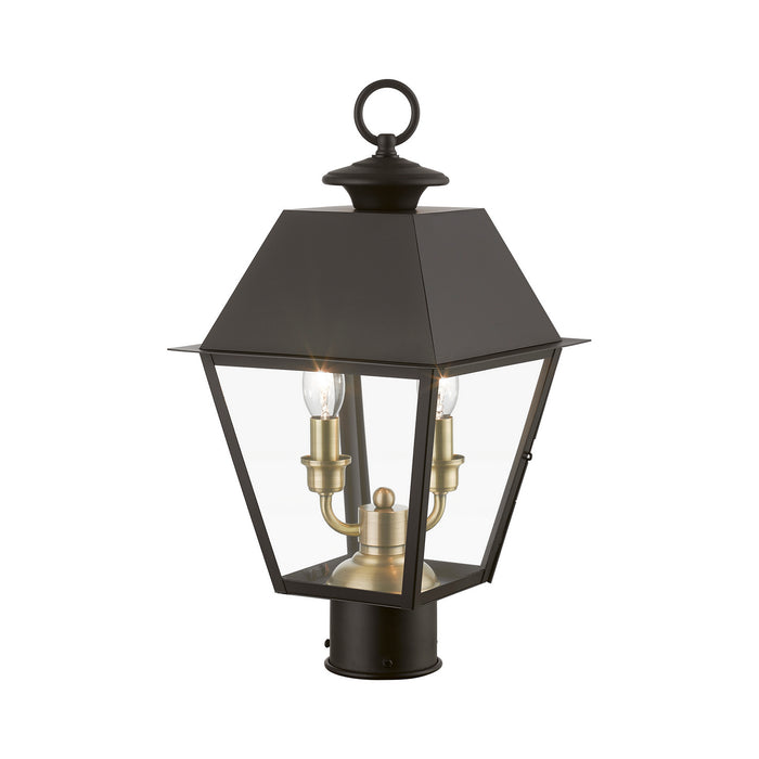 Livex Lighting - 27216-07 - Two Light Outdoor Post Top Lantern - Wentworth - Bronze with Antique Brass Finish Cluster